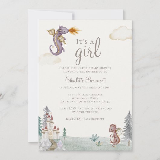 Invitation Boho Storybook Dragon C'est un Baby shower de fill (Devant)