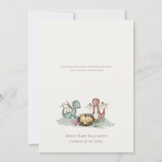 Invitation Boho Storybook Dragon C'est un Baby shower garçon (Dos)
