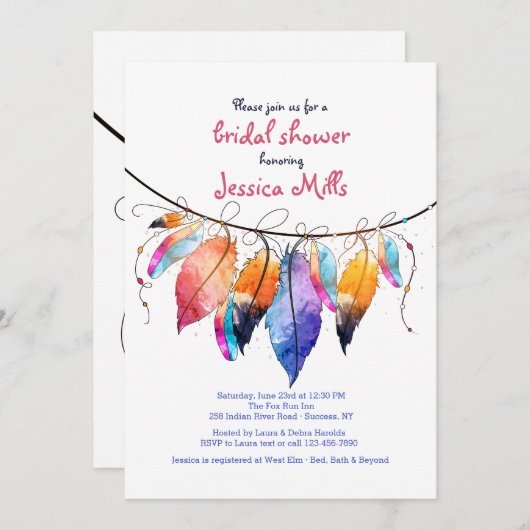 Invitation Boho Style (Devant / Derrière)