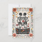 Invitation Boho Style de Presse à Caractères Squelette Tarot  (Dos)