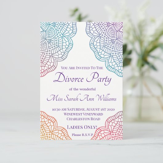 Invitation Boho Style Divorce Party (Debout devant)