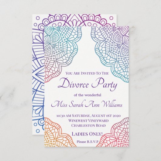 Invitation Boho Style Divorce Party (Devant / Derrière)
