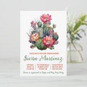 Invitation Boho Succulent, Cactus, Ouest, Baby shower (Debout devant)