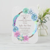 Invitation Boho Succulent Cactus Wreath 30e fête d'anniversai (Debout devant)