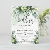 Invitation Boho succulent feuillage floral eucalyptus mariage (Debout devant)