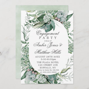 Invitation Boho Succulent Green Engagement Party