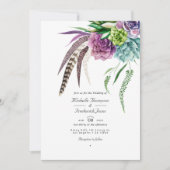 Invitation Boho Succulent Plante QR Code Mariage RSVP (Devant)