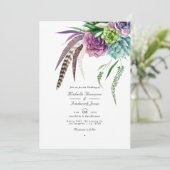 Invitation Boho Succulent Plante QR Code Mariage RSVP (Debout devant)