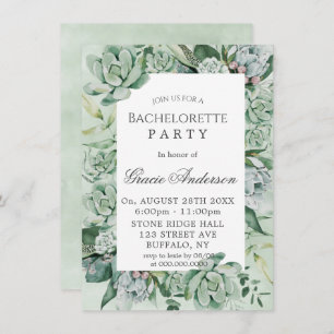 Invitation Boho Succulent verdure Bachelorette Party