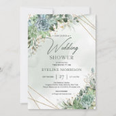 Invitation Boho succulent vert eucalyptus wedding shower (Devant)
