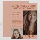 Invitation Boho Summer Brown rose tendance fête d'anniversair (Devant / Derrière)