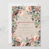 Invitation Boho Summer Floral Graduation Party Champagne (Devant)