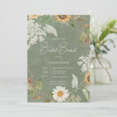 Invitation Boho Summer Sunflower & Daisy Green Bridal Brunch (Debout devant)