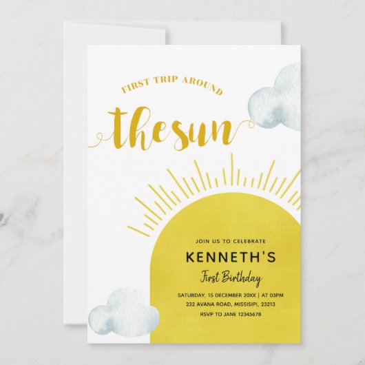 Invitation Boho Sun First Birthday (Devant)
