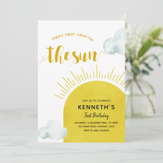 Invitation Boho Sun First Birthday (Debout devant)
