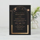 Invitation Boho Sun Moon Astronomy Budget QR Code Wedding (Debout devant)