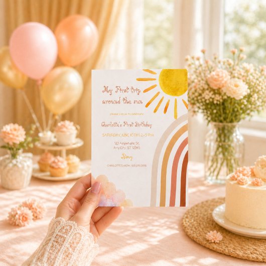 Invitation Boho Sun Premier Anniversaire Tour du Soleil