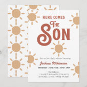 Invitation Boho Sun vient ici le baby shower Son (Devant / Derrière)
