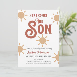 Invitation Boho Sun vient ici le baby shower Son