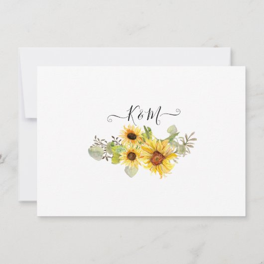 Invitation BOHO Sunflower Aquarelle Florale Rustique Réceptio (Dos)