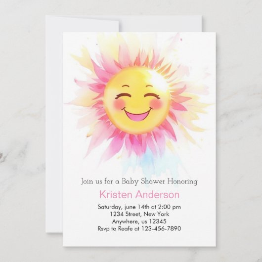Invitation Boho Sunflower Blooms Baby shower fille (Devant)