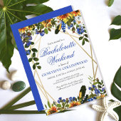 Invitation Boho Sunflower Blue Bachelorette Week-end Itinérai