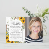 Invitation Boho Sunflower Célébration de la vie Photo (Debout devant)