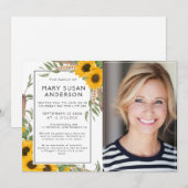 Invitation Boho Sunflower Célébration de la vie Photo (Devant / Derrière)