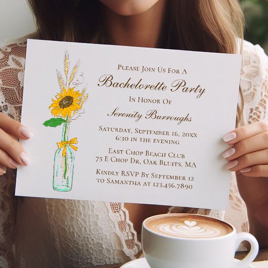 Invitation Boho Sunflower Country Jaune Floral Bachelorette