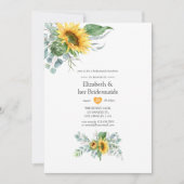 Invitation Boho Sunflower Eucalyptus Bridesservantes Déjeuner (Devant)