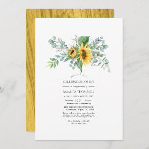 Invitation Boho Sunflower Eucalyptus Célébration de la vie In