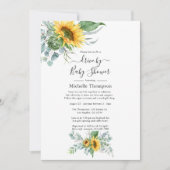 Invitation Boho Sunflower Eucalyptus Drive Par Douche (Devant)