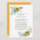 Invitation Boho Sunflower Eucalyptus Mariage virtuel en ligne (Devant / Derrière)