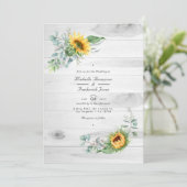Invitation Boho Sunflower Eucalyptus QR Code RSVP Mariage (Debout devant)