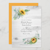 Invitation Boho Sunflower Eucalyptus QR Code RSVP Mariage (Devant / Derrière)