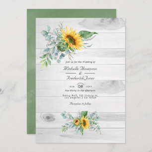 Invitation Boho Sunflower Eucalyptus QR Code RSVP Wedding