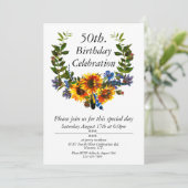 Invitation Boho Sunflower Floral personnalisable 50e annivers (Debout devant)
