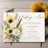 Invitation Boho Sunflower Rose Pampas Russe Engagement Party
