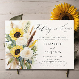 Invitation Boho Sunflower Rose Pampas Russe Engagement Party