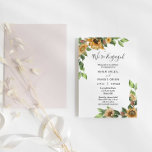 Invitation Boho Sunflower Rustic Fleur sauvage Nous sommes en<br><div class="desc">Ce fleur sauvage boho tournesol rustique que nous sommes engagés invitation est parfait pour votre mariage bohème moderne. Ce design comprend une calligraphie simple noire avec des tournesols rustiques, de la verdure et des fleurs sauvages sur un arrière - plan blanc clair neutre pour égaler votre mariage classique ou un...</div>