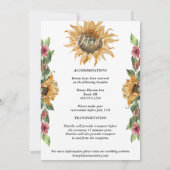 Invitation Boho Sunflower Rustique Détails du Mariage Tout en (Dos)