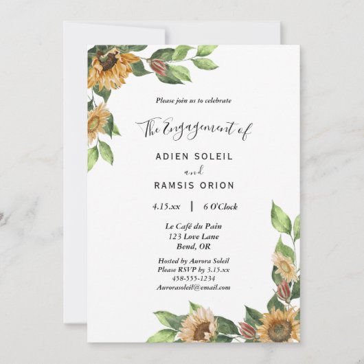 Invitation Boho Sunflower Rustique Fleur sauvage (Devant)