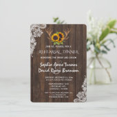Invitation Boho Sunflowers Antlers Dîner de répétition en den (Debout devant)