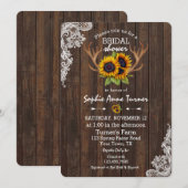 Invitation Boho Sunflowers Antlers Fête des mariées dentelle  (Devant / Derrière)