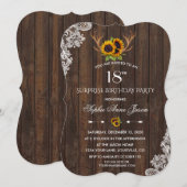 Invitation Boho Sunflowers Antlers Wood 18e fête d'anniversai (Devant / Derrière)