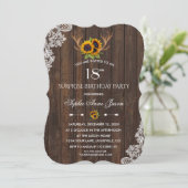 Invitation Boho Sunflowers Antlers Wood 18e fête d'anniversai (Debout devant)