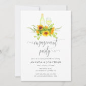 Invitation Boho Sunflowers Engagement Party Dégustation de vi (Devant)