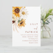 Invitation Boho Sunflowers Modern Wedding (Debout devant)
