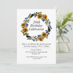 Invitation Boho Sunflowers Wreath personnalisable 30e anniver