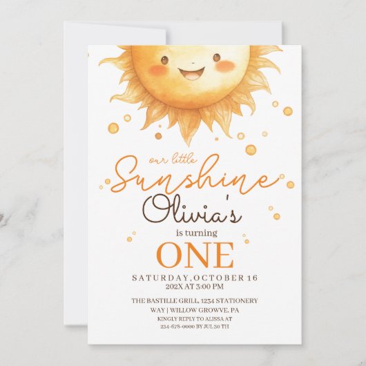 Invitation Boho Sunshine 1ère fête d'anniversaire (Devant)